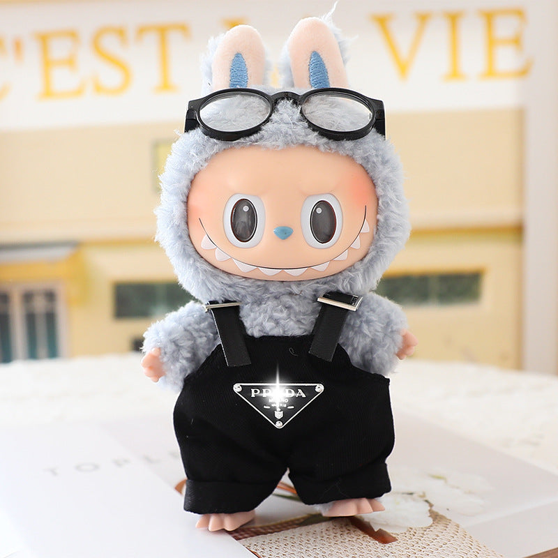 Generation II 17cm Labubu Labubu Doll Vinyl Blind Box Pendant Sitting Party Fashion suit Hat Shoes