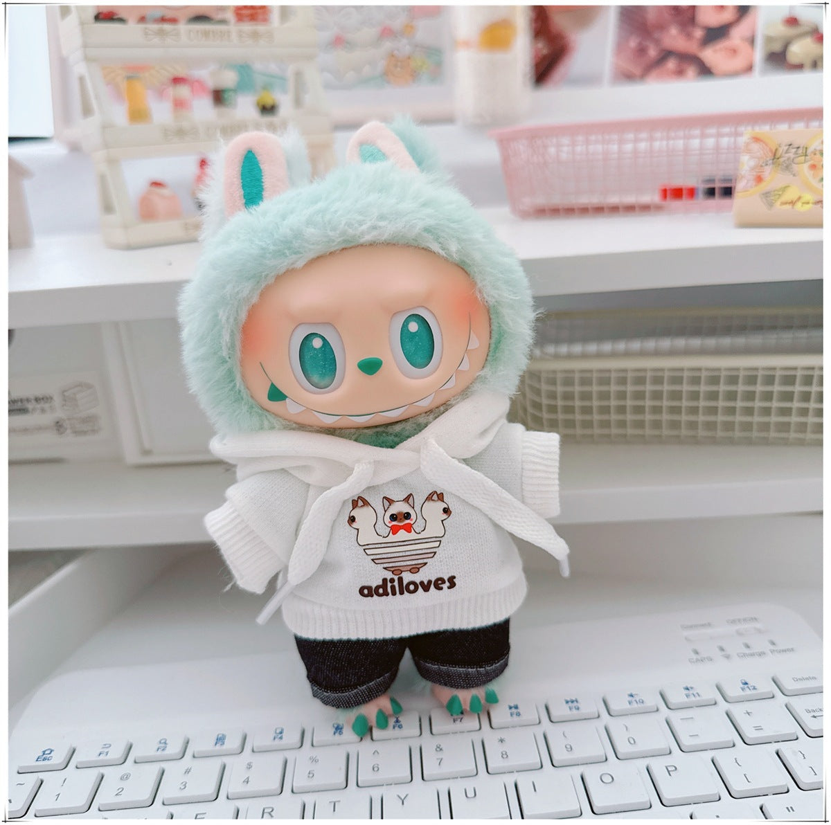 Labubu Doll Clothes - Trendy Hooded Sweatshirt & Pants for 10cm & 17cm Dolls