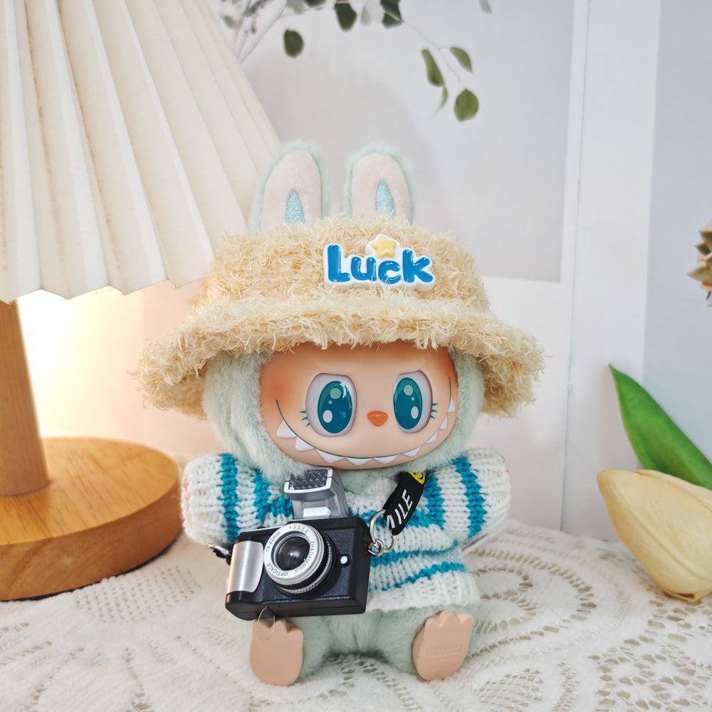 Clothing Only: First, Second, and Third Generation Blind Box Labubu Pendant Clothing, Sitting Labubu Party Doll Pink Sweater