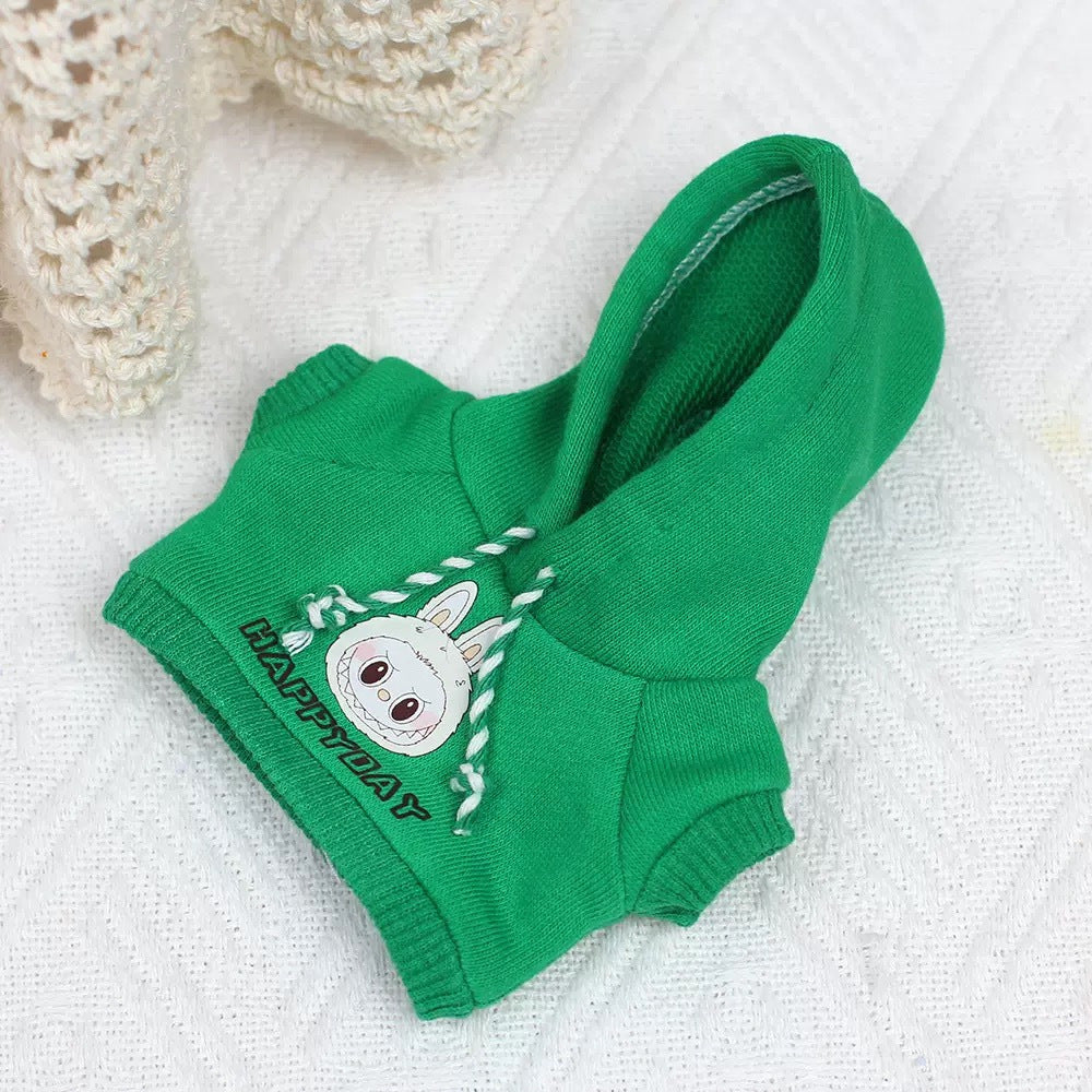 Labubu 17cm Doll Clothes Set - Trendy Sweatshirt & Denim Outfit