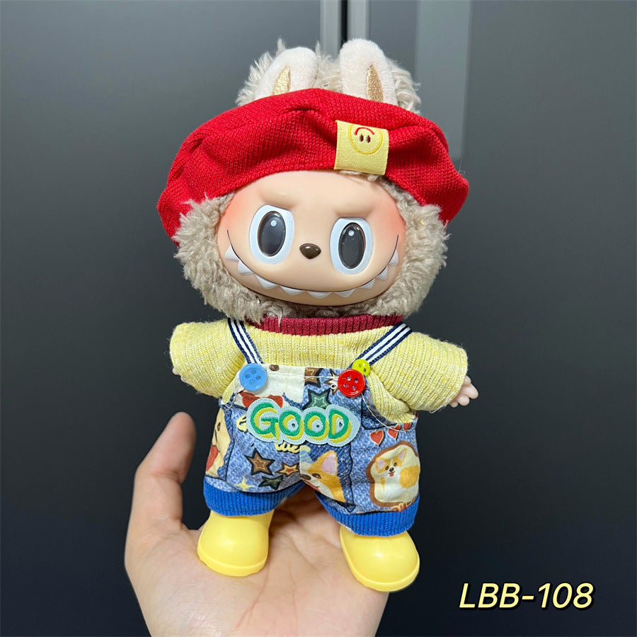 Labubu Wearable Baby Clothes Vinyl Labubu 17cm Doll Cute Dress-Up Casual Suit Skirt Plush Clothes