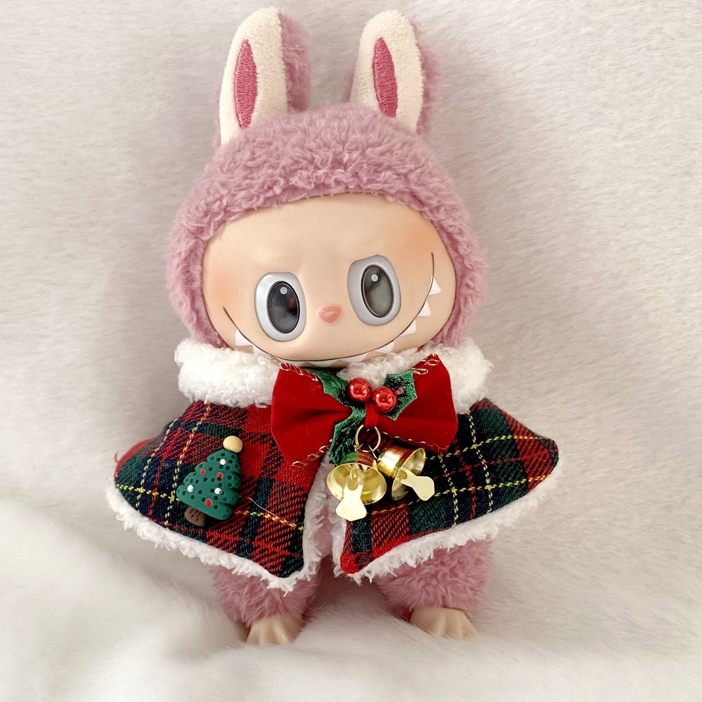 17cm Generation II Labubu Pendant Christmas Cloak Labubu Christmas Clothes Halloween Day Doll Clothes