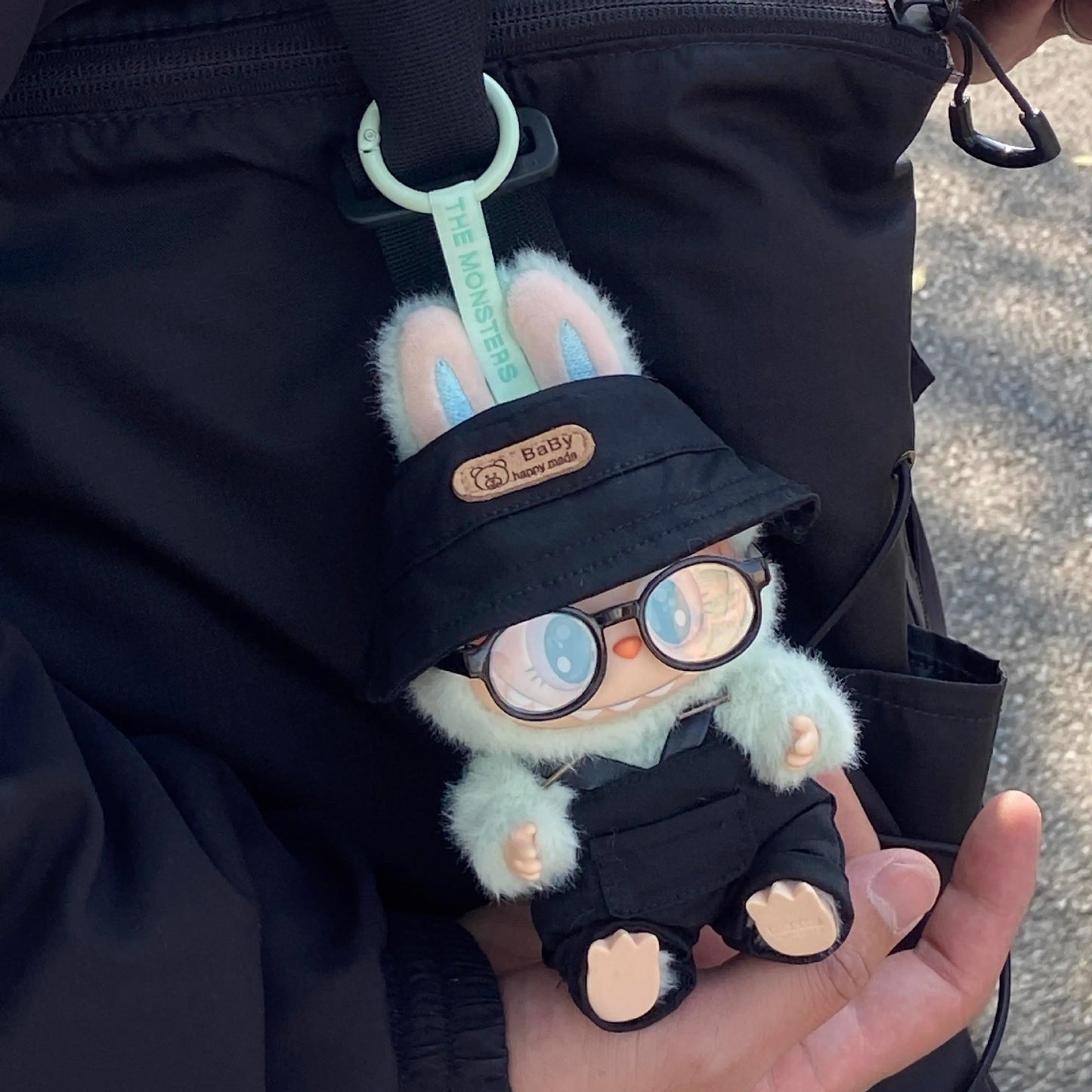 Labubu Doll Outfit Set - Overalls, Hat & Glasses for 15cm Vinyl Doll