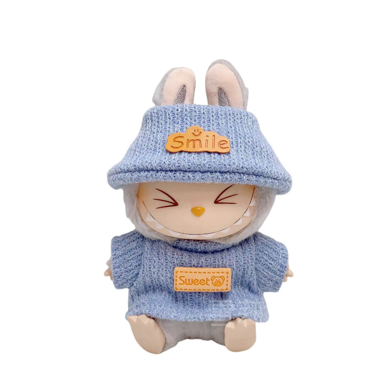 Labubu Doll Outfit - 17cm Baby Clothes with Straw Hat & Sling Dress