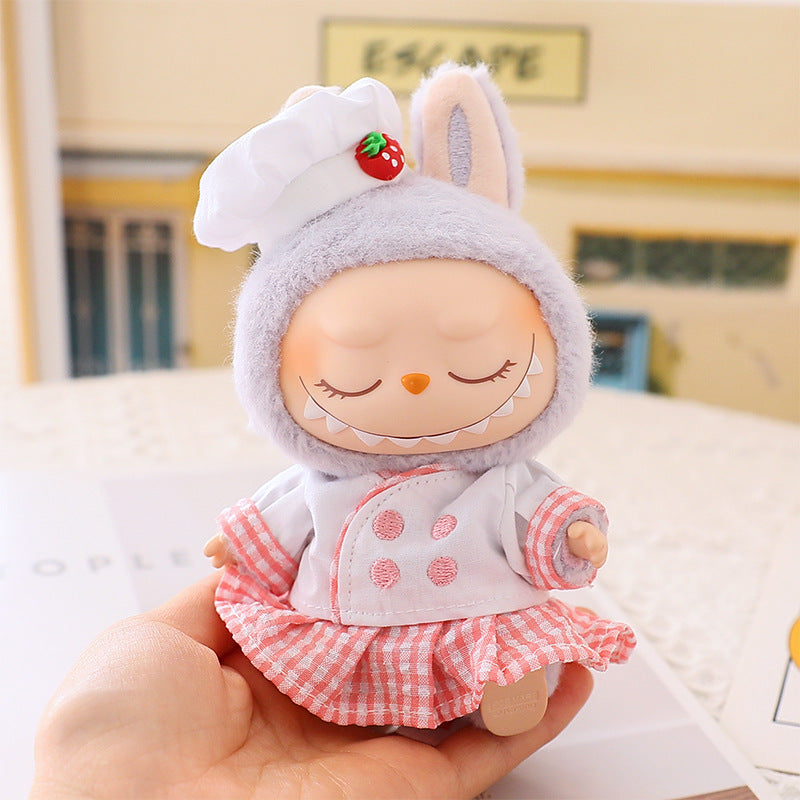 Generation II Blind Box Labubu Pendant Clothes Rab Cloth Sit Clothes Baby Clothes Pink Love Bear dress