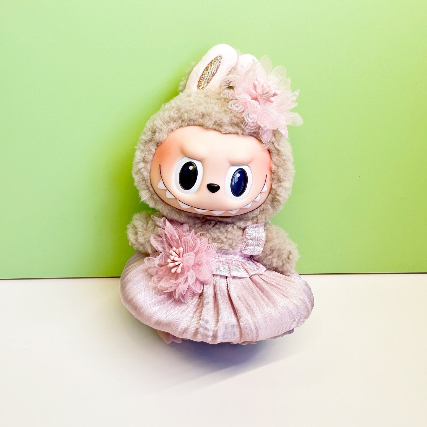 15cm blind box pull cloth pendant clothes casual two-piece macaron labubu pendant doll plaid suit