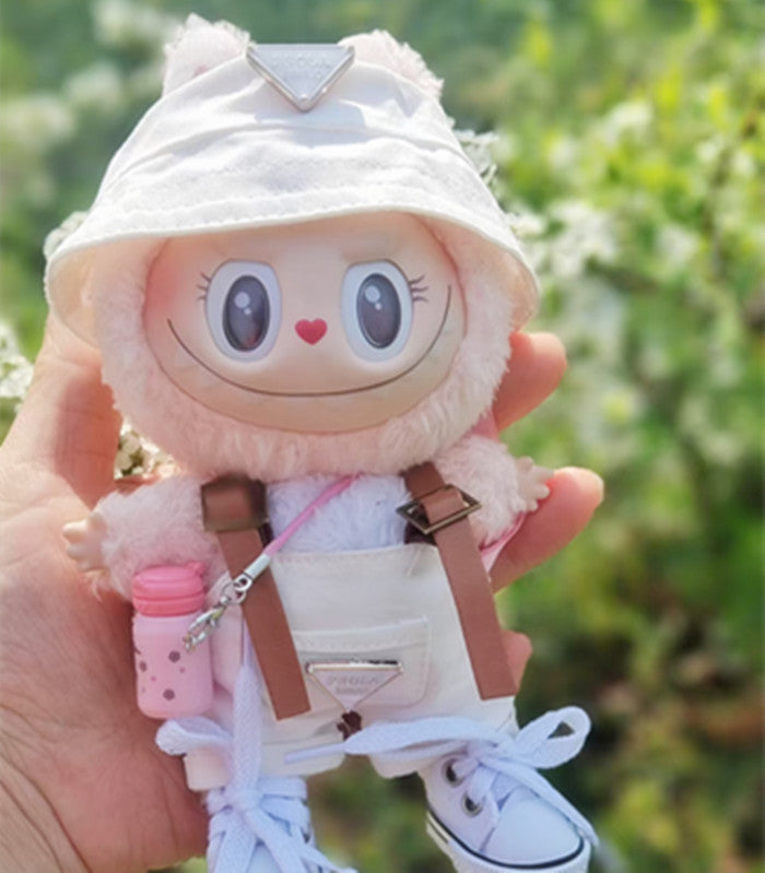 17cm Labubu Labubu Doll Coat 10cm Cotton Doll Lulu Pig Doll Three Year Old Triangle Strap Pants Fisherman Hat