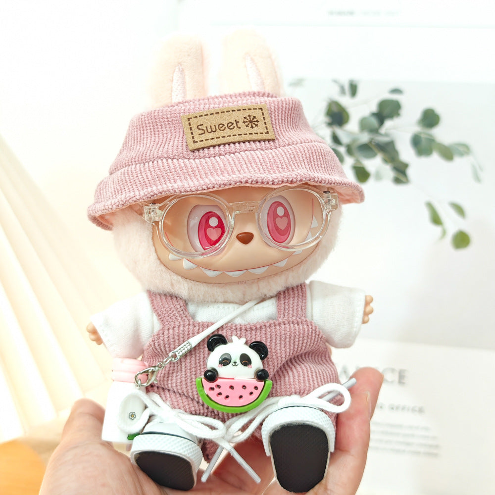 Labubu Doll Outfit Set - Panda Overalls & Hat for 1st & 2nd Gen