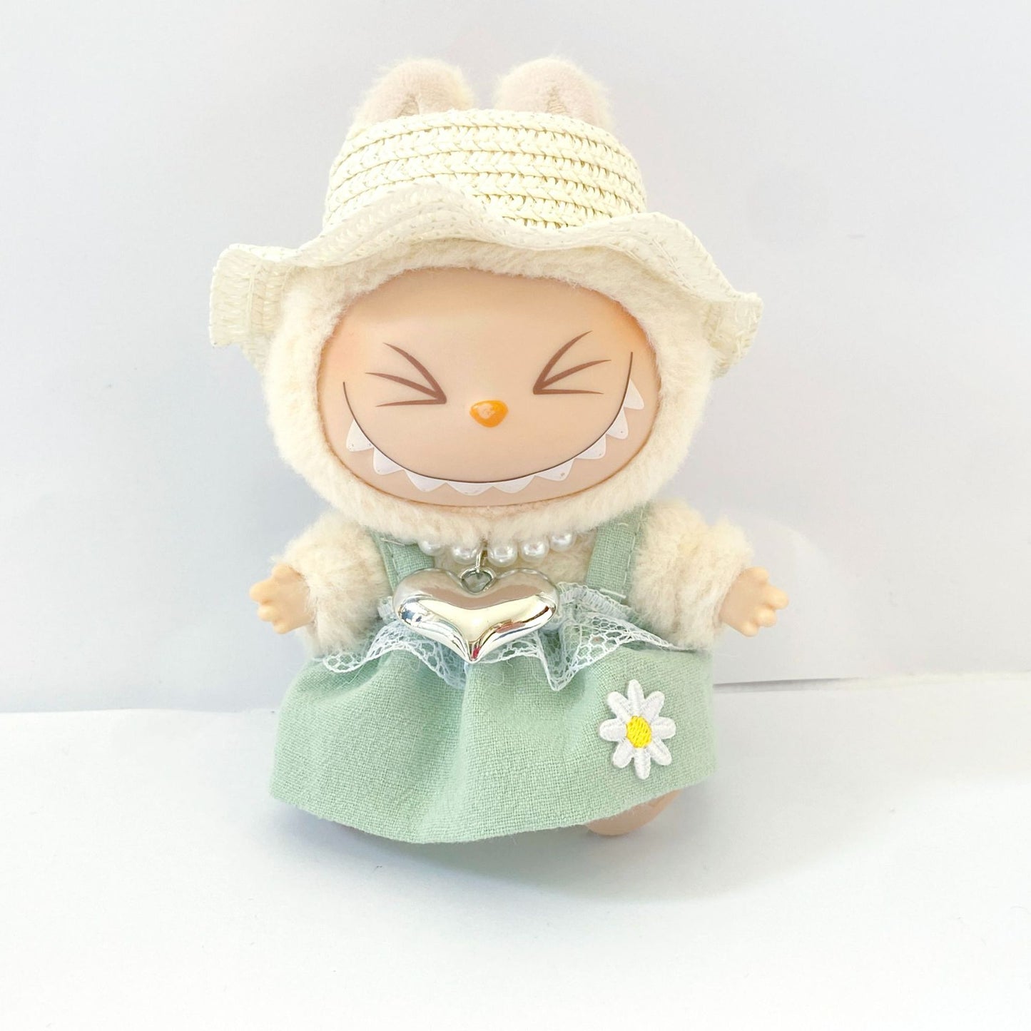 Labubu Doll Princess Dress with Pearl Necklace - 17cm Doll Clothes