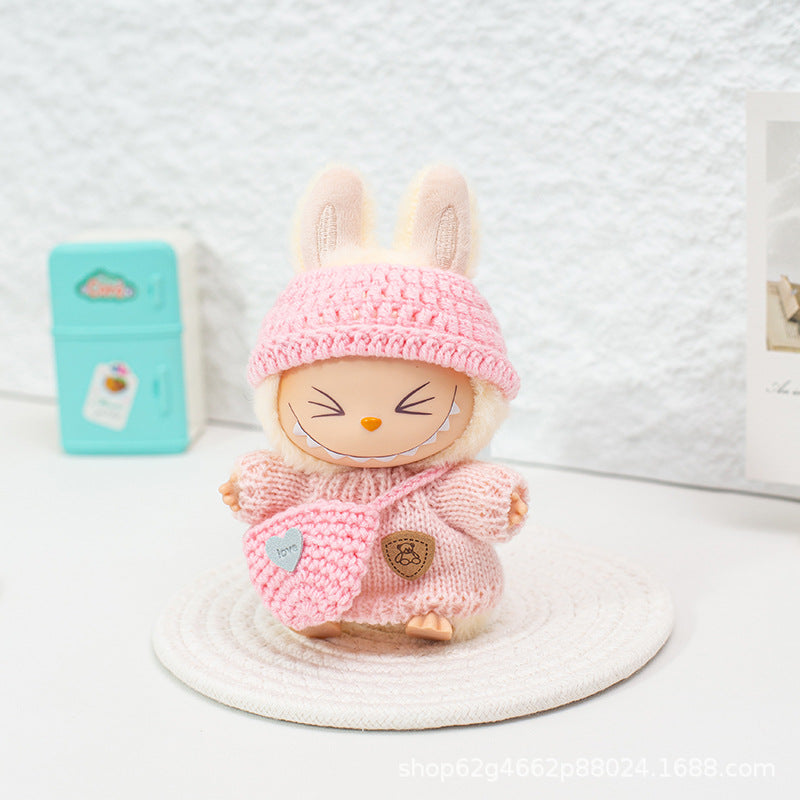 Labubu Baby Clothes First, Second, and Third Generation Rubber Blind Box Pendant Universal Wear Labubu Clothes Baby Bottle Bib Pants Set Cute