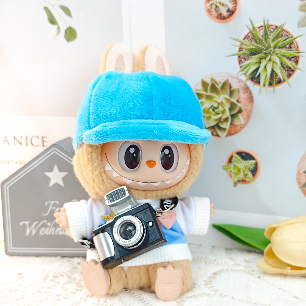 Labubu Doll Outfit - Bunny Pink & Cloud Blue Sweatshirt with Peaked Cap & Accessories