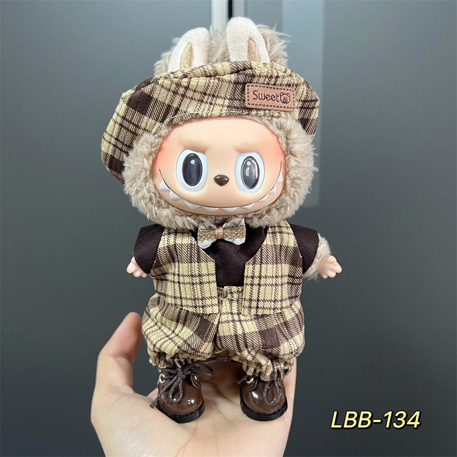Labubu Wearable Baby Clothes Vinyl Labubu 17cm Doll Cute Dress-Up Casual Suit Skirt Plush Clothes