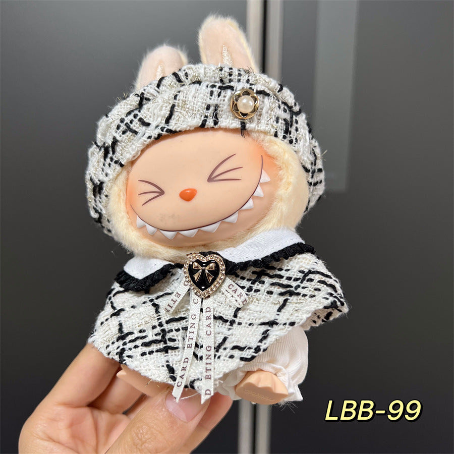 Labubu Wearable Baby Clothes Vinyl Labubu 17cm Doll Cute Dress-Up Casual Suit Skirt Plush Clothes