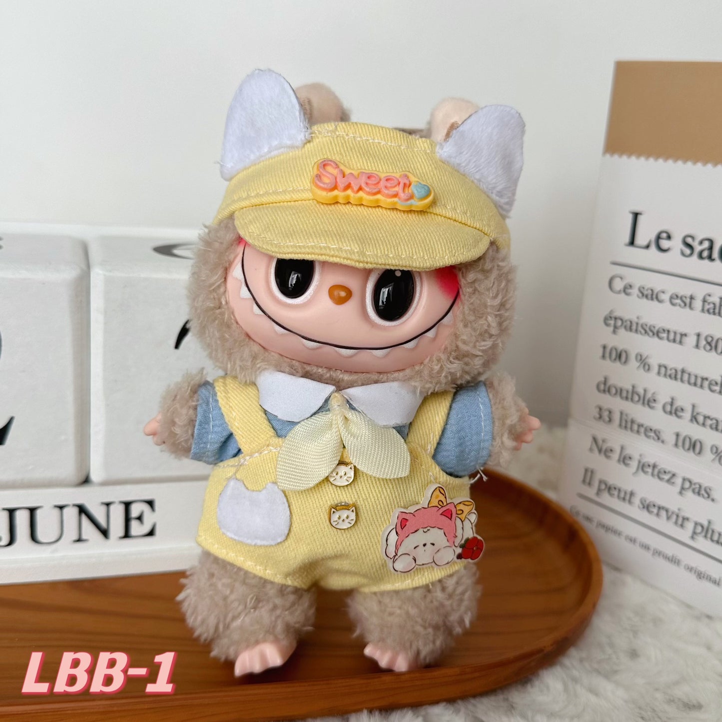 15-17cm labubu Sitting Party Doll Clothes 17cm Vinyl Labu Cute suit Clothes Plush Play