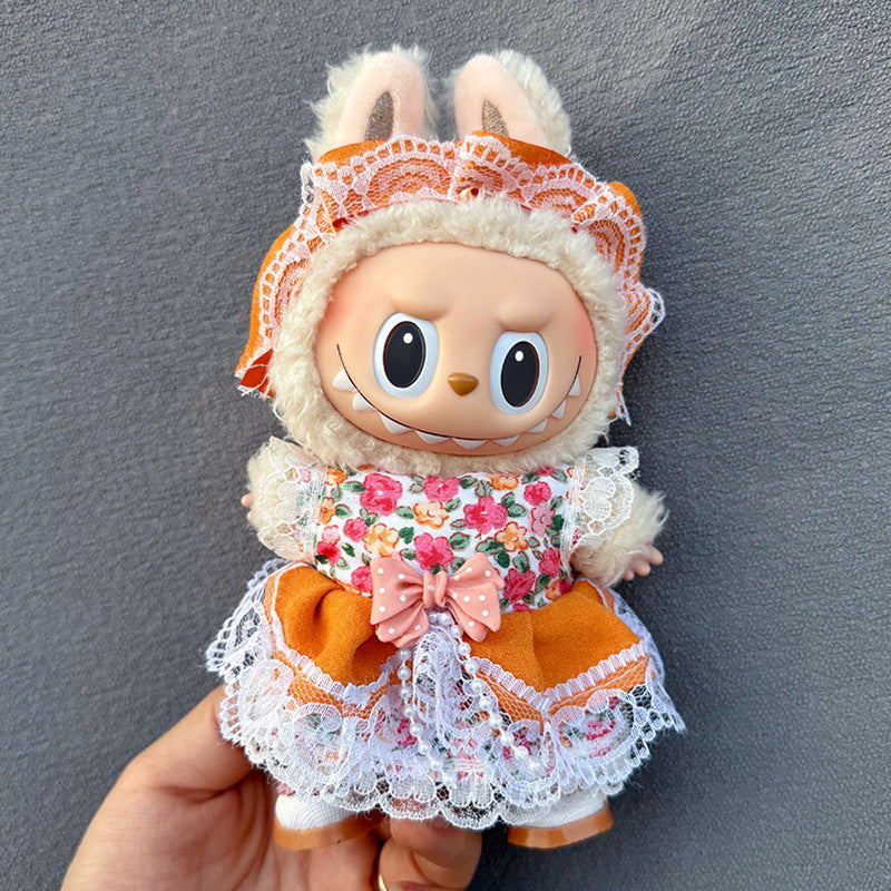 New 17CM Labubu Pendant for Baby Clothes high quality Labubu Blind Box Pendant Doll Clothes Decorative suit