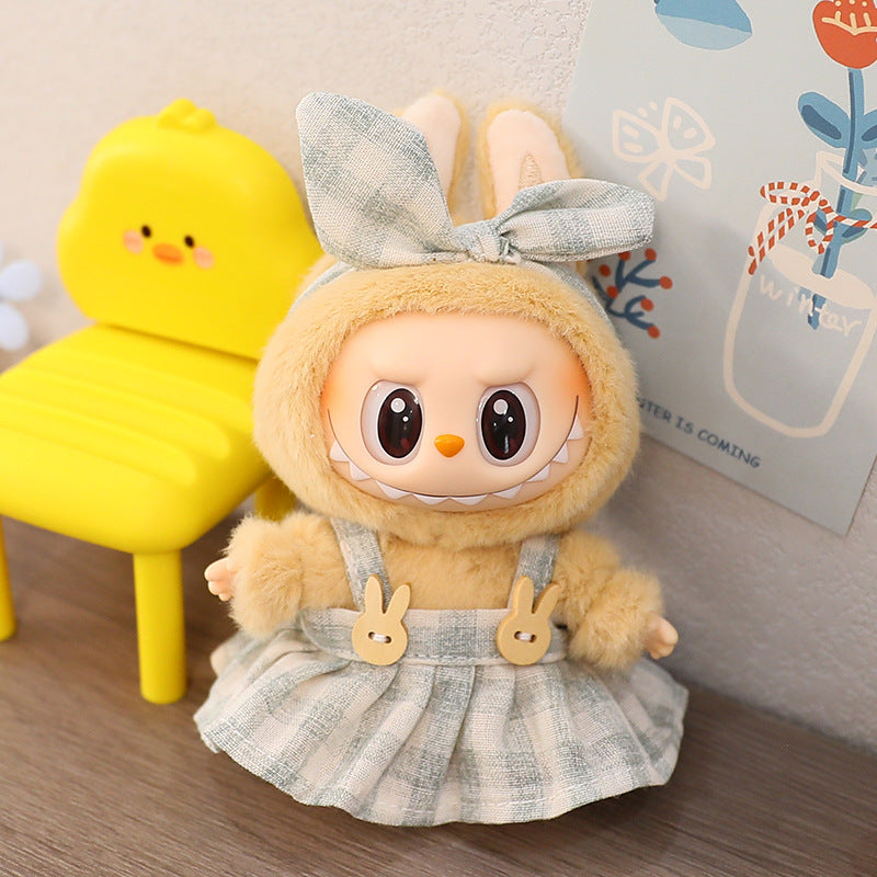 The first and second generation of blind box with Labubu doll clothes plush vinyl face doll pendant pull cloth sit party series