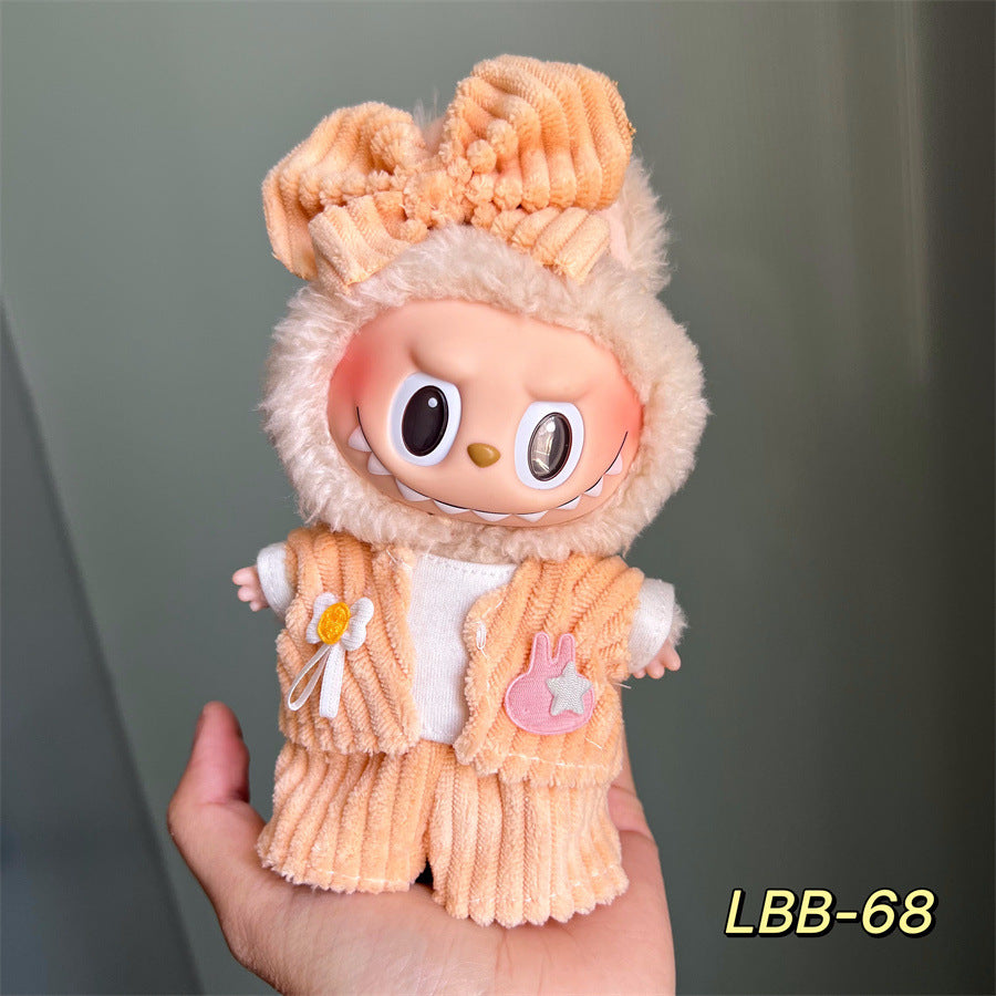 Only clothes for sale cloth baby clothes 17cm plush vinyl labubu sit party generation two generation for suit