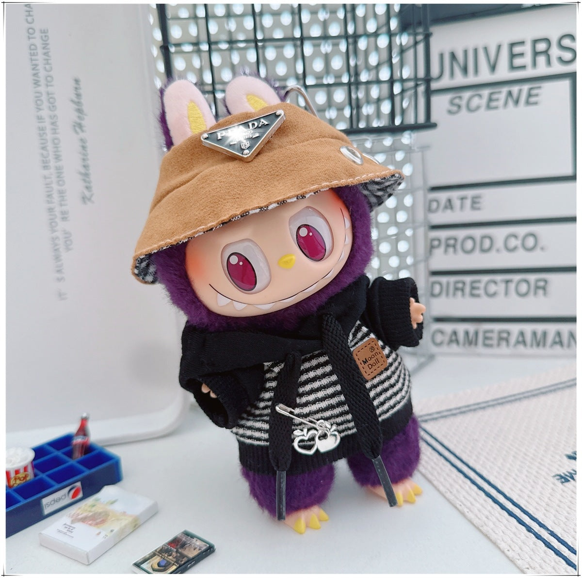 Labubu Doll Outfit - Striped Sweater & Hat Set for 17cm Labubu