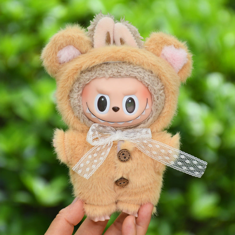 17cm Blind Box Rab Cloth Hand-in-Hand Frog Piglet Plush Christmas Suit labubu Pendant Snowman Doll Coat