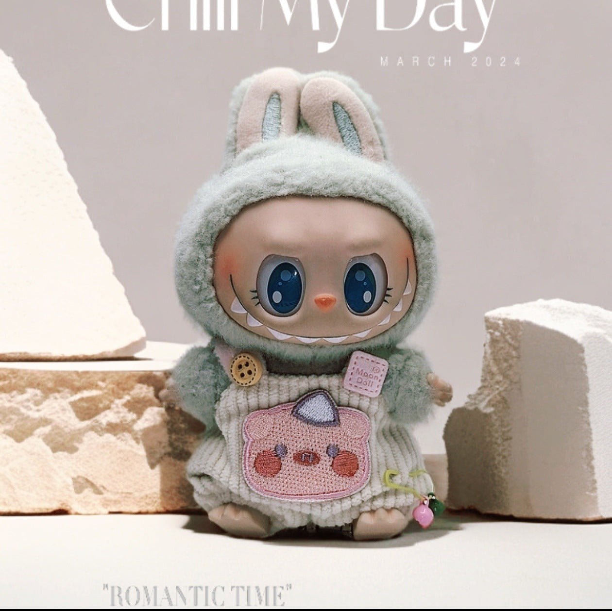 Labubu Doll Outfit - 17cm Cute Overalls & Hat Set