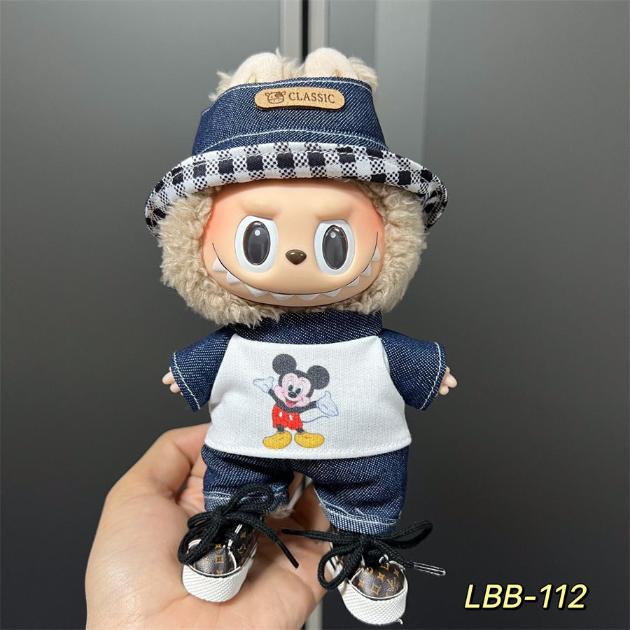 Labubu Wearable Baby Clothes Vinyl Labubu 17cm Doll Cute Dress-Up Casual Suit Skirt Plush Clothes