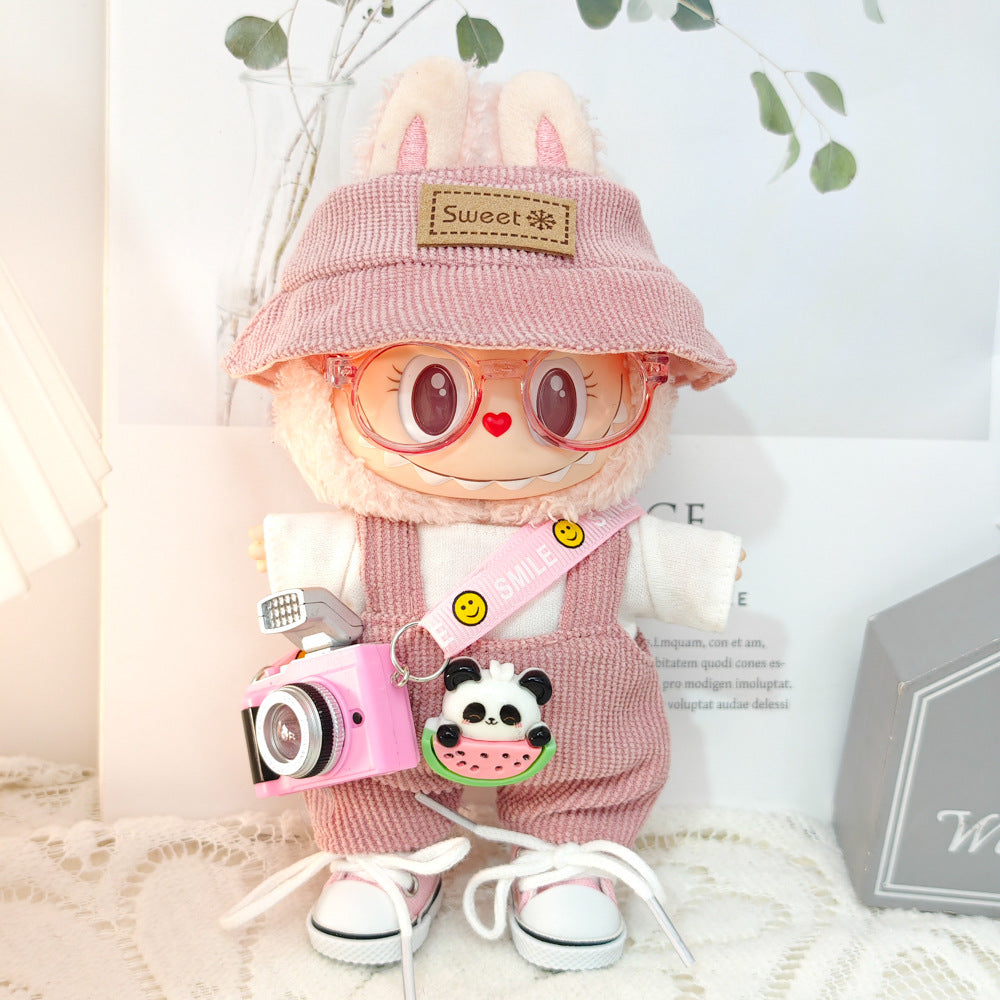 Labubu Doll Outfit Set - Panda Overalls & Hat for 1st & 2nd Gen
