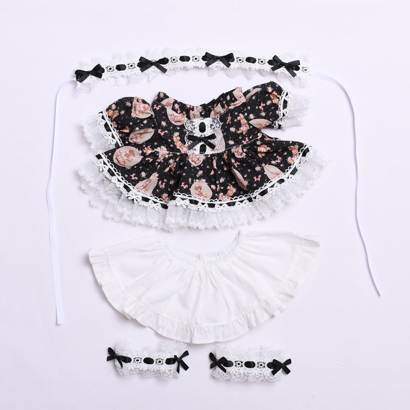 Labubu Doll Lolita Outfit for 38cm Vinyl Doll - Black, Pink, Blue