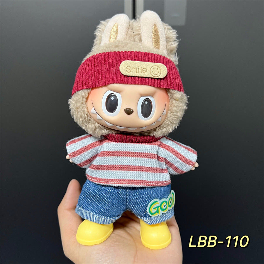 Labubu Wearable Baby Clothes Vinyl Labubu 17cm Doll Cute Dress-Up Casual Suit Skirt Plush Clothes