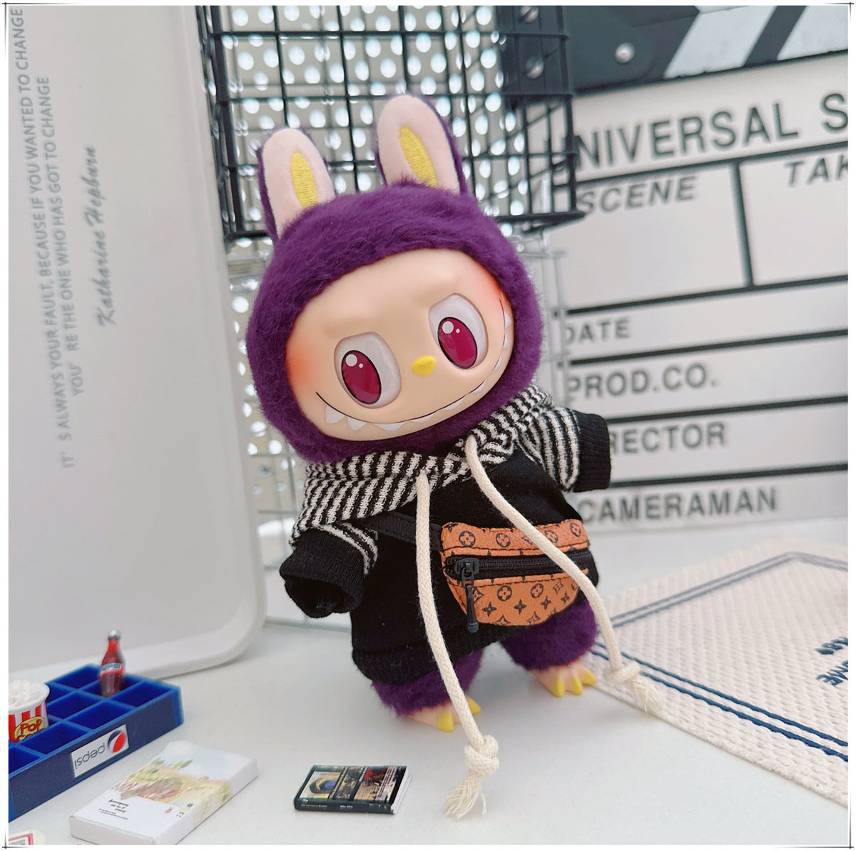 Labubu Doll Outfit - Striped Sweater & Hat Set for 17cm Labubu