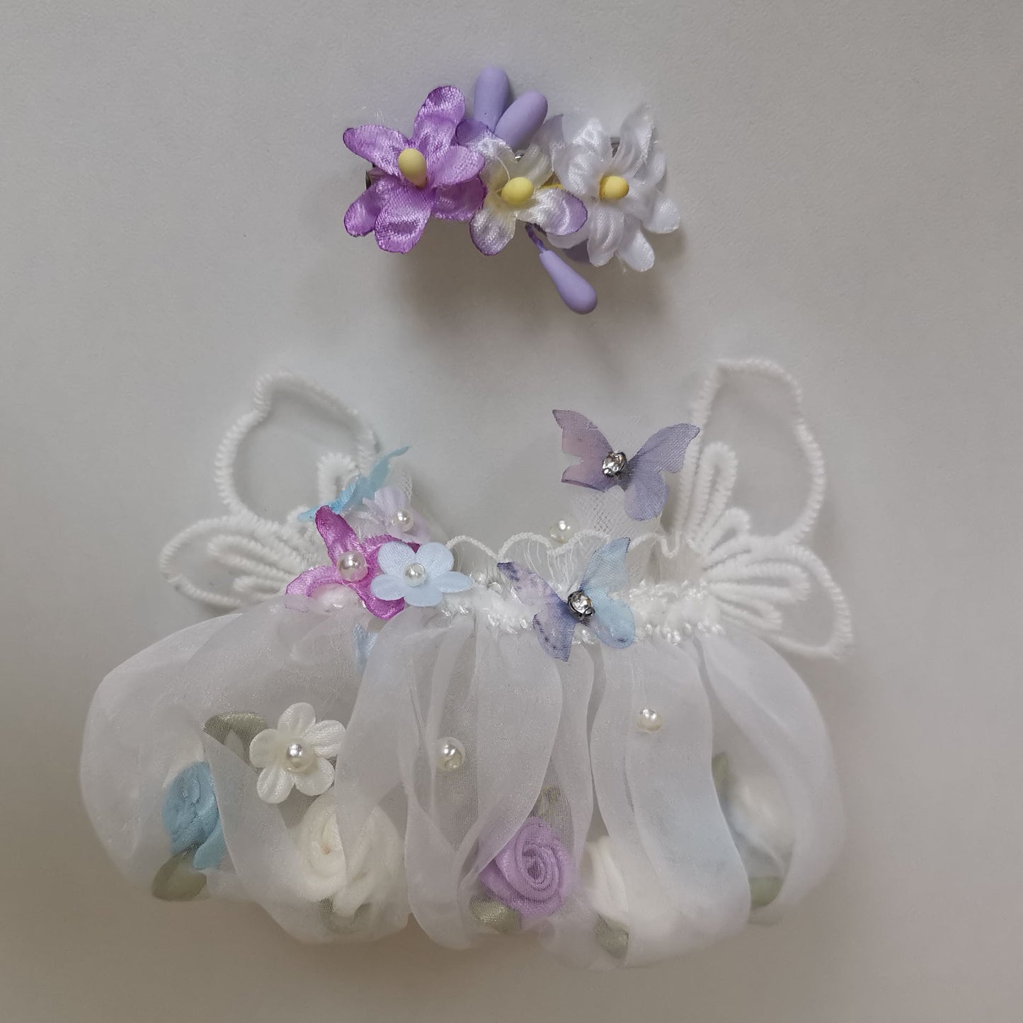 Labubu Doll Flower Fairy Skirt & Hairpin Outfit for 17cm Doll