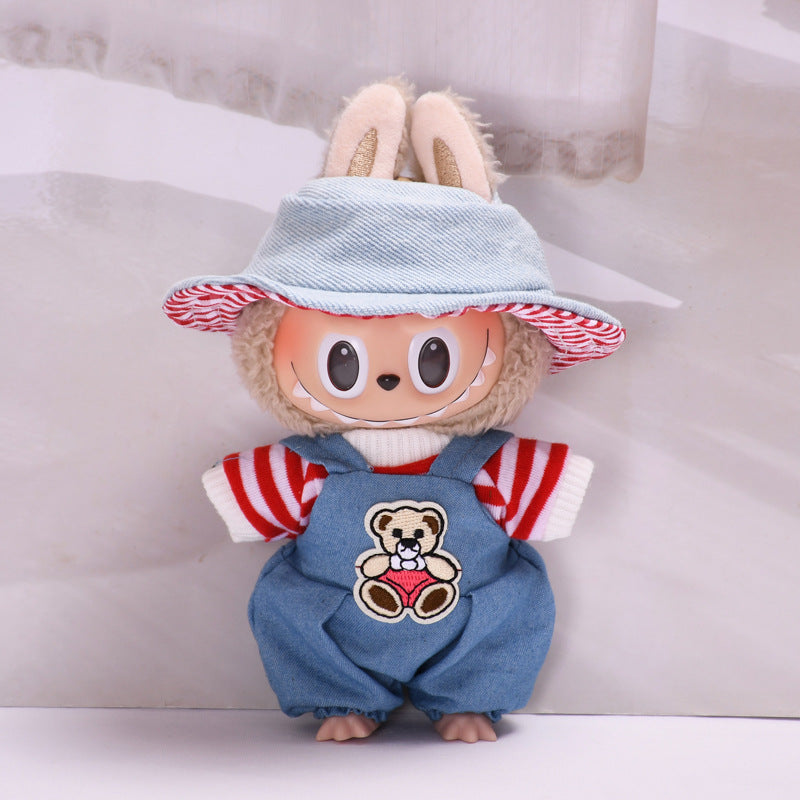 Labubu Doll Bear Suspenders Outfit for 17cm Vinyl Dolls