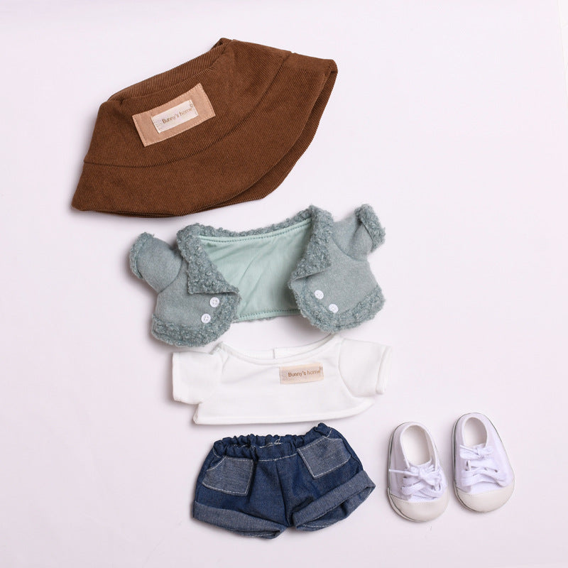Labubu 38cm Doll Green Wool Coat Three-Piece Outfit