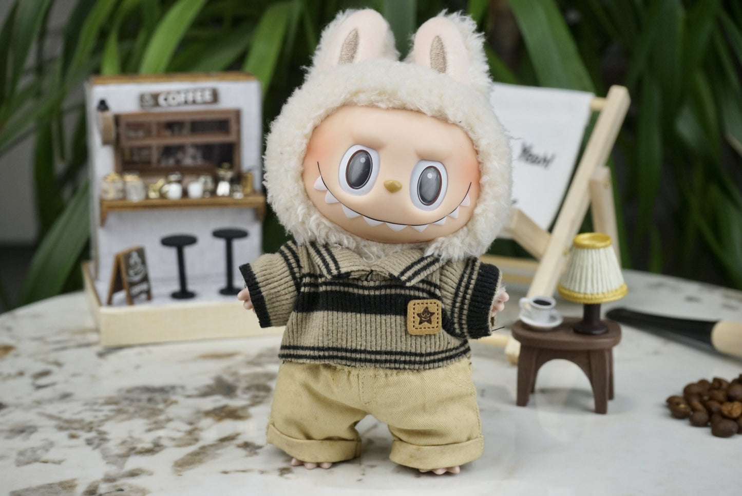 Labubu Doll Polo Shirt & Pants Outfit for 17cm Vinyl Doll
