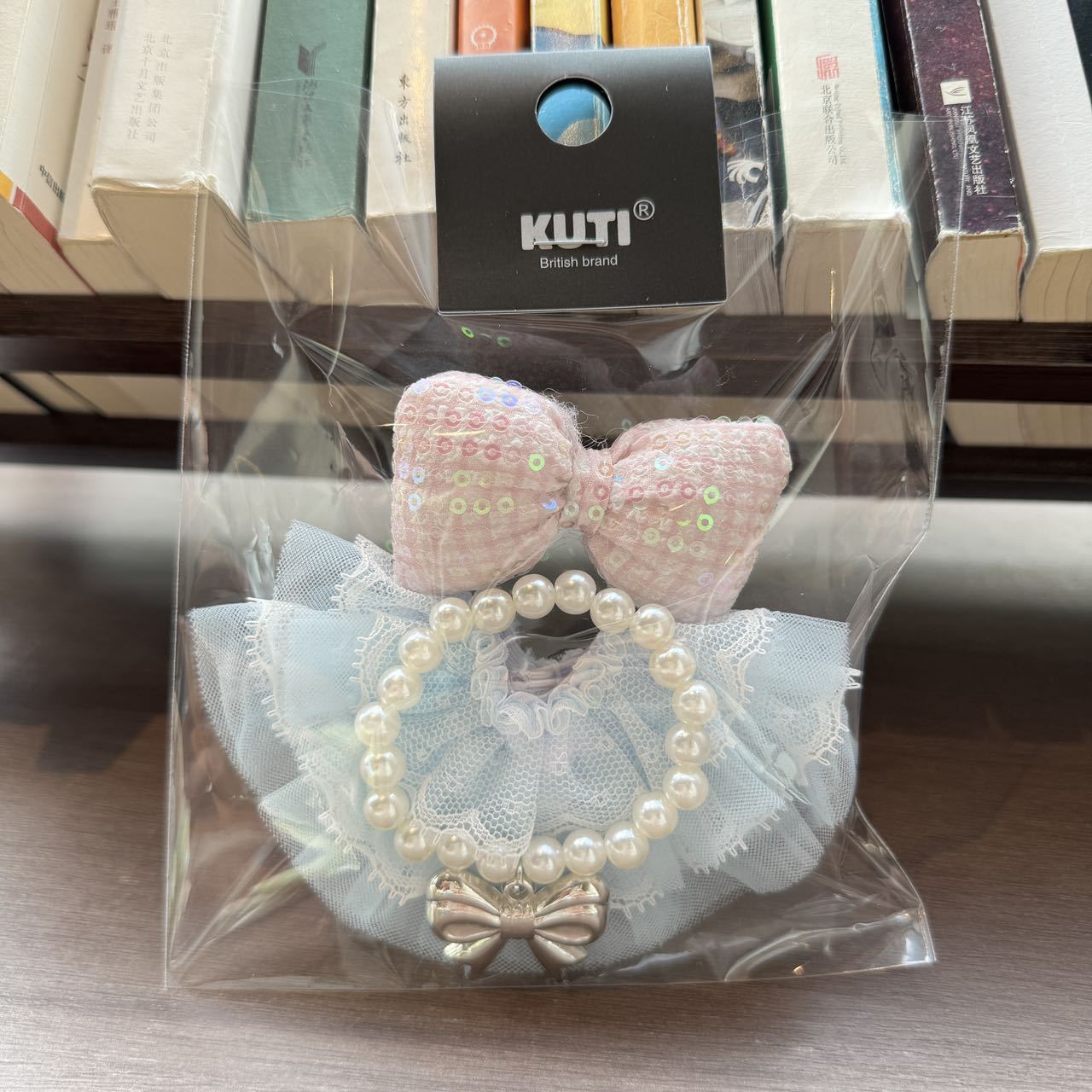 Labubu Doll Pearl Bow Necklace Set - Green, Purple, Pink, White, Blue