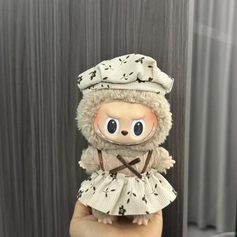 Rab cloth doll labubu17cm pendant one or two generations of vinyl plush doll suit accessories for clothes