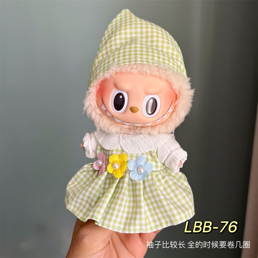 Only clothes for sale cloth baby clothes 17cm plush vinyl labubu sit party generation two generation for suit