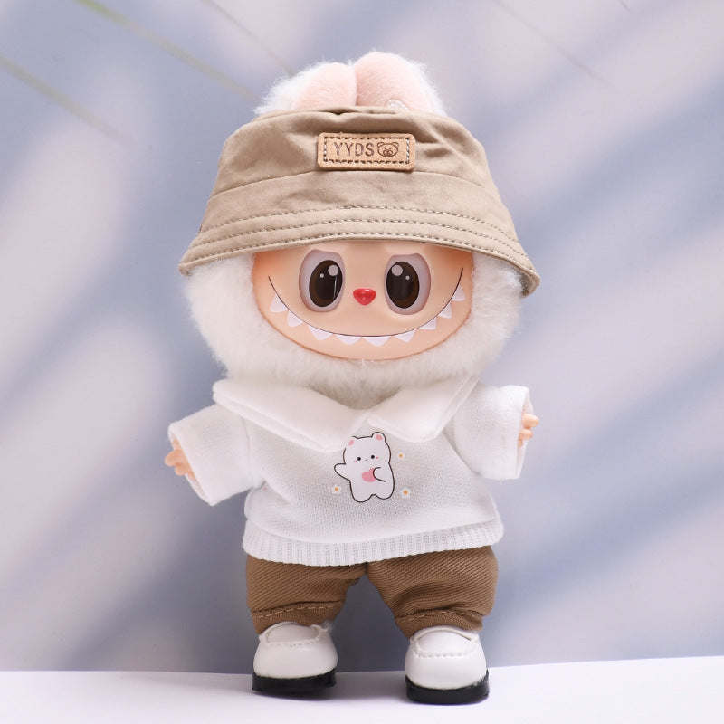 Labubu Doll Baby Clothes Outfit - White T-Shirt & Pants Suit Set