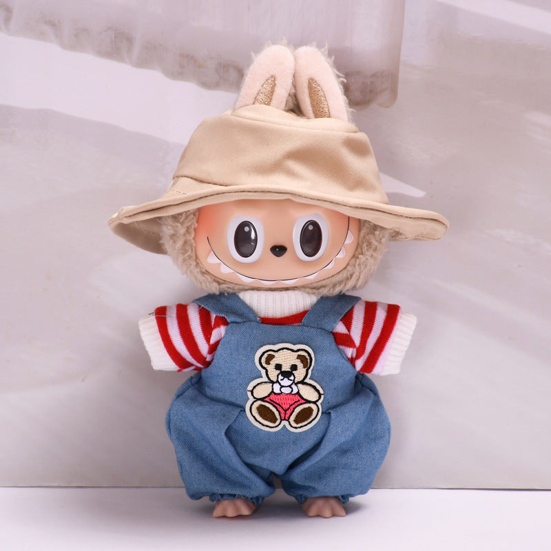 Labubu Doll Bear Suspenders Outfit for 17cm Vinyl Dolls