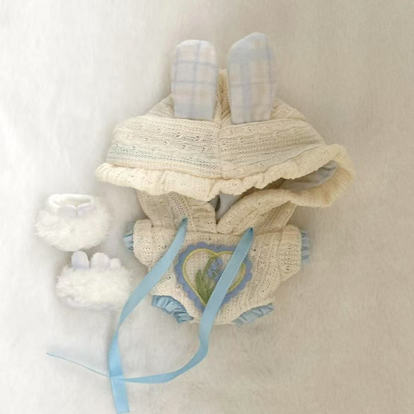 Labubu Doll Pajama Set - Nightcap & Rabbit Ears Style (Blue & Pink)