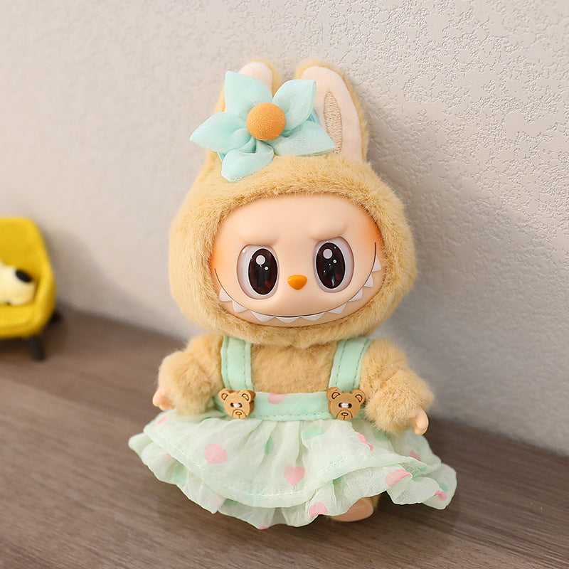 Generation II Blind Box Labubu Pendant Clothes Rab Cloth Sit Clothes Baby Clothes Pink Love Bear dress
