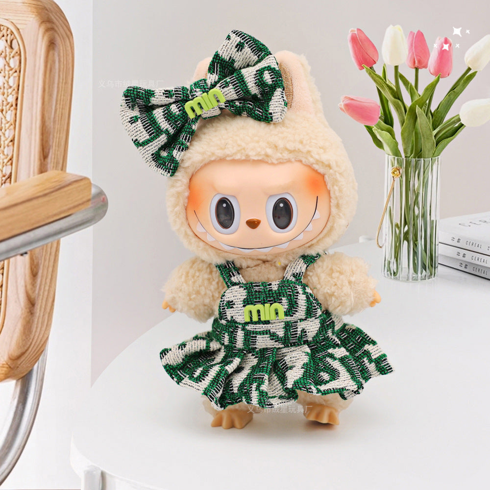 Labubu Doll Princess Dress Set with Bow - Mini Outfit for 10cm & 17cm Dolls