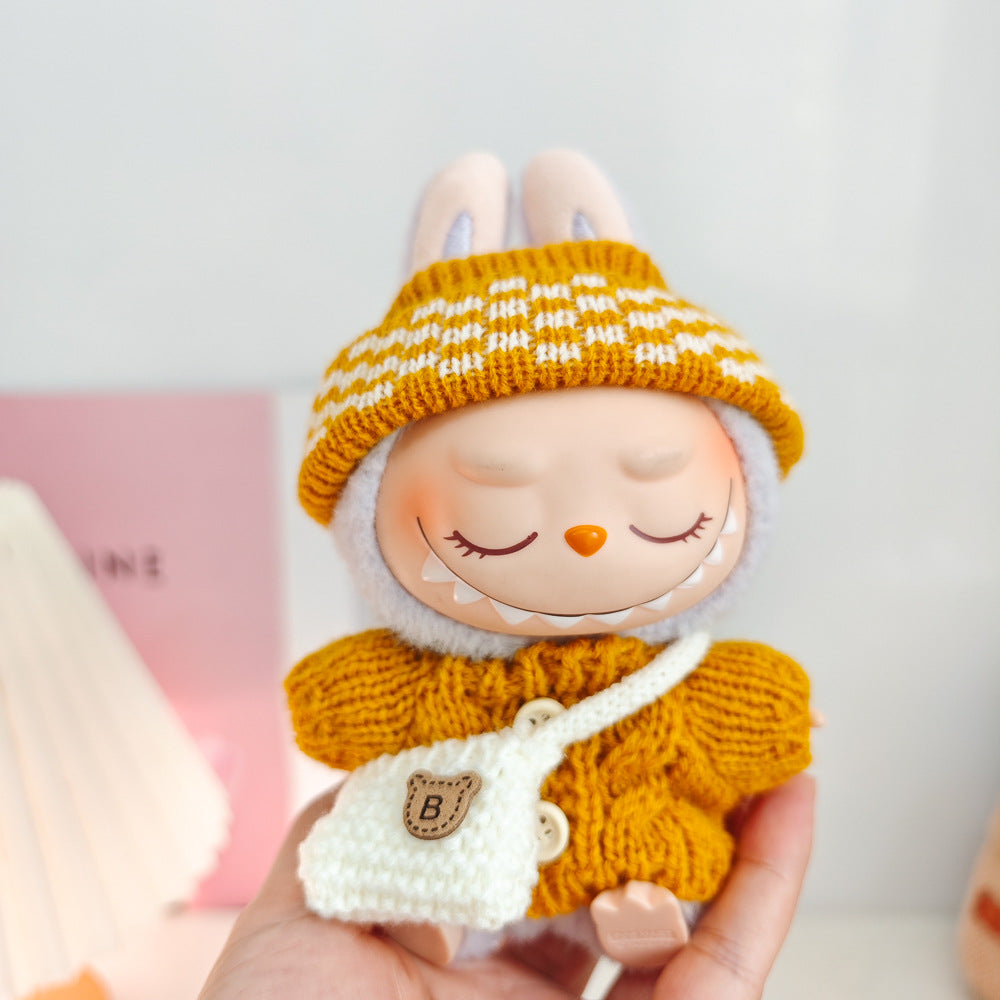 Labubu Doll Outfit - 17cm Sweater, Skirt & Accessories Set