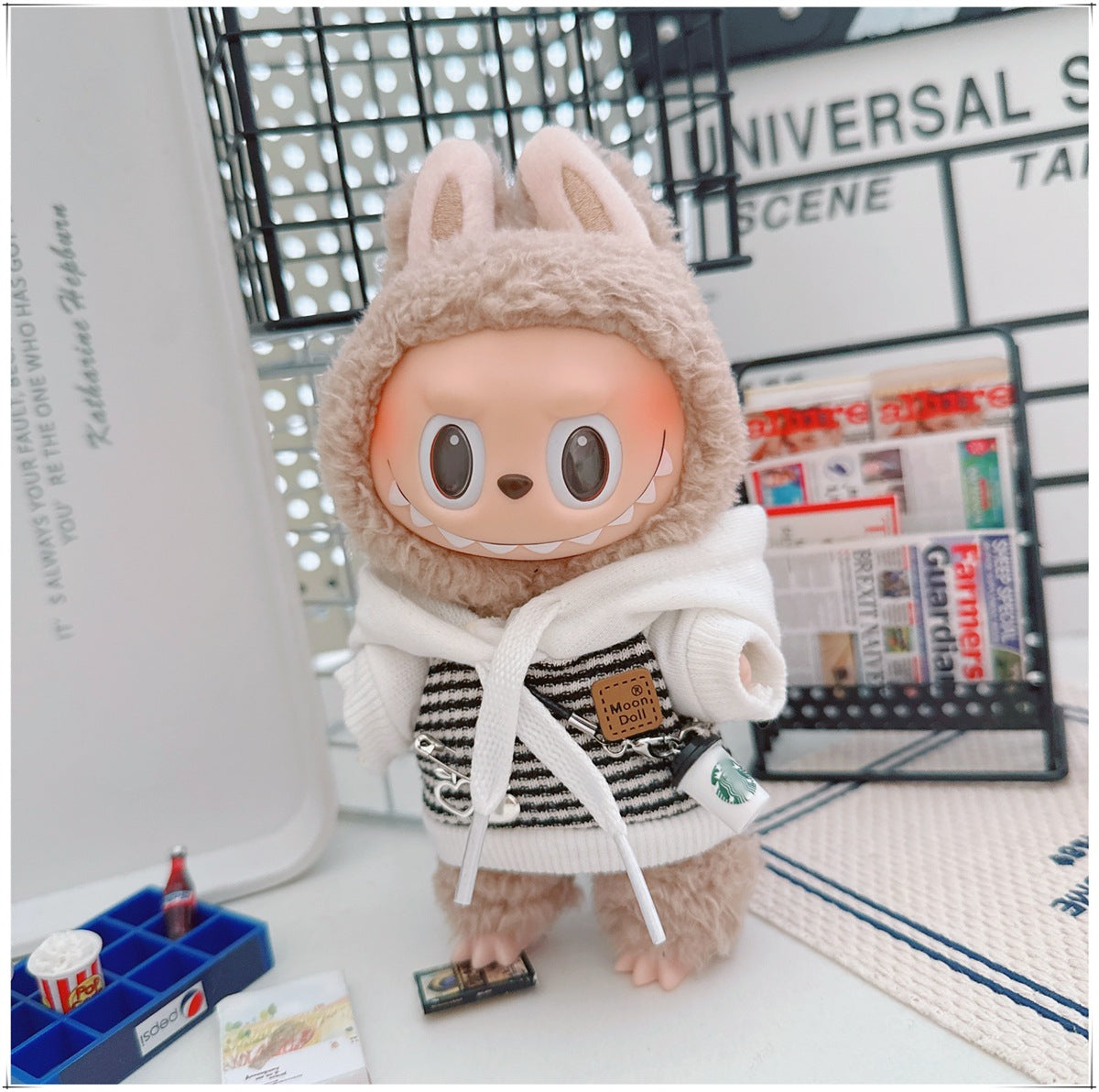 Labubu Doll Outfit - Striped Sweater & Hat Set for 17cm Labubu