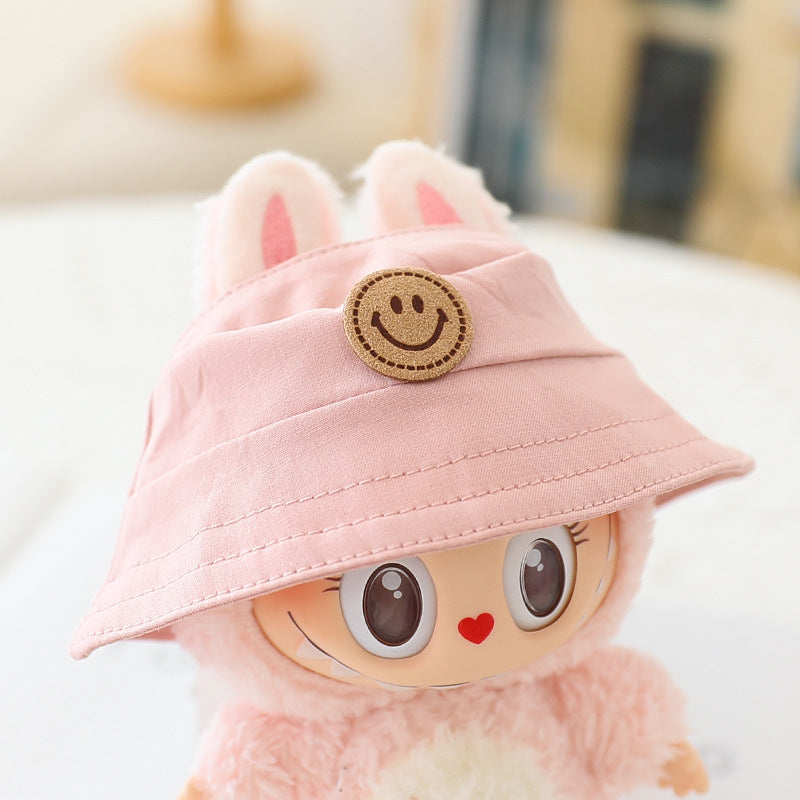 The first and second generation labubu sit party doll clothes the third generation cola vinyl blind box clothes fisherman hat suspenders pants suit