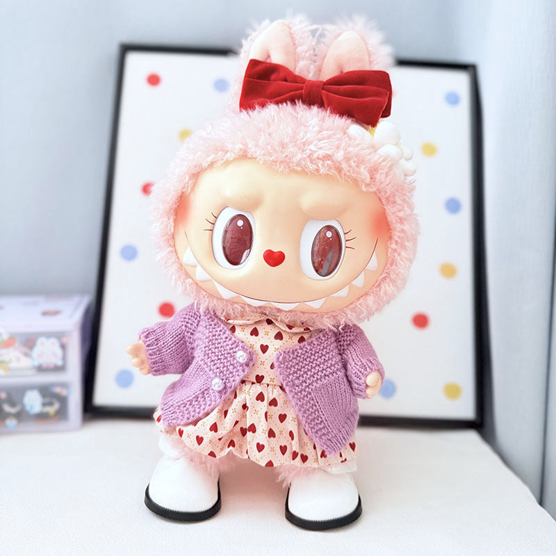 Labubu 38cm Doll Dress - Sweet Heart Outfit & Accessories