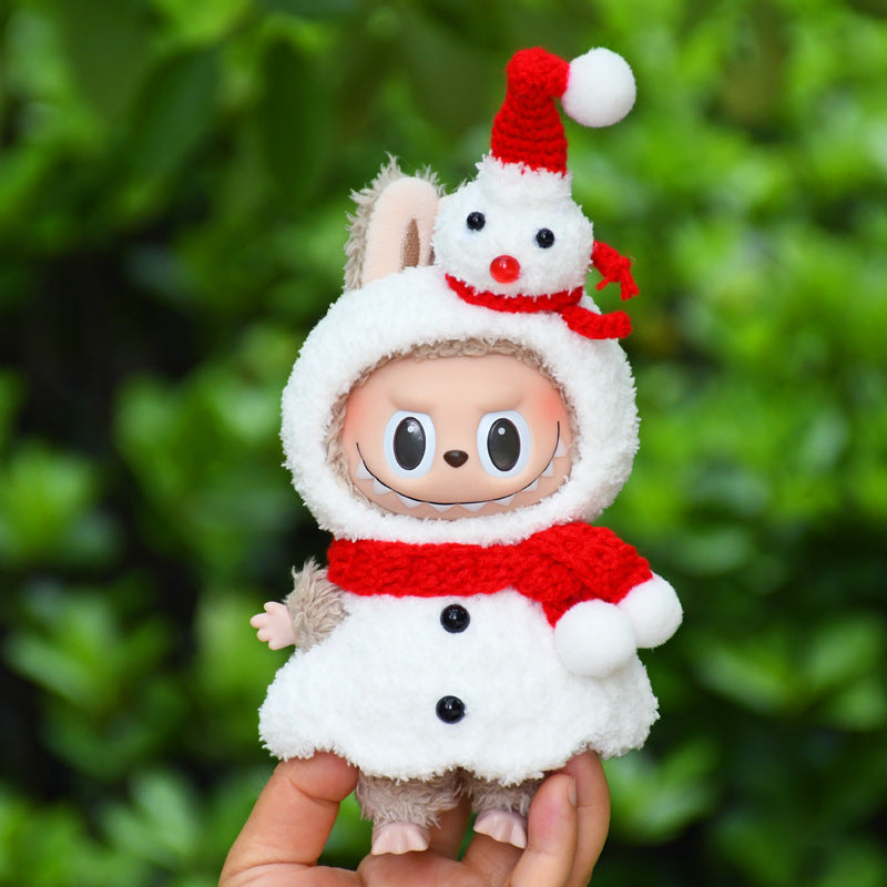 17cm Blind Box Rab Cloth Hand-in-Hand Frog Piglet Plush Christmas Suit labubu Pendant Snowman Doll Coat