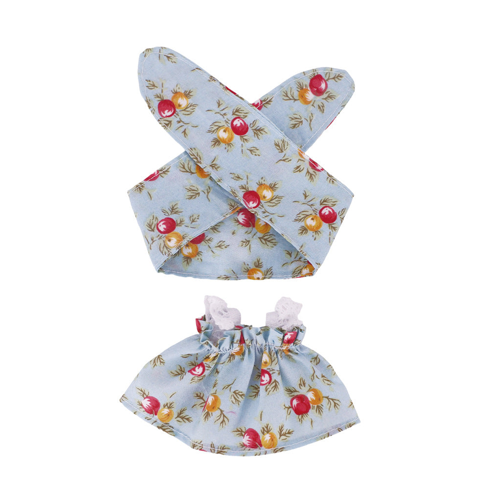 Labubu Doll Floral Dress with Hair Accessories for Sitting Party