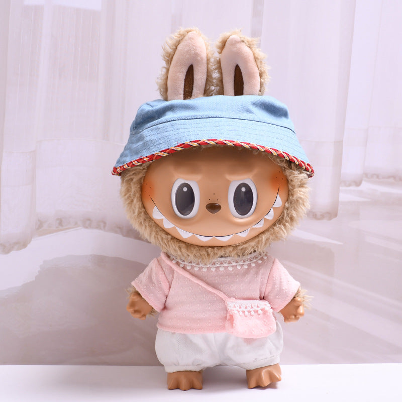 Labubu Doll Knitted Suit with Four-Petal Flower for 38cm Vinyl Doll