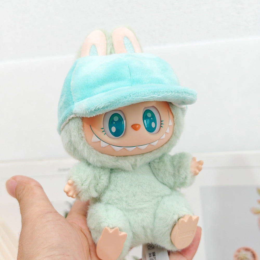 Labubu Doll Outfit - Bunny Pink & Cloud Blue Sweatshirt with Peaked Cap & Accessories