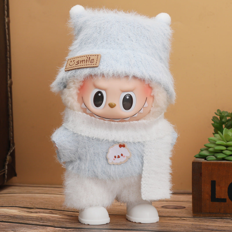 Wholesale 17cm Rab cloth doll labubu generation one or two sitting party suit change clothes vinyl doll